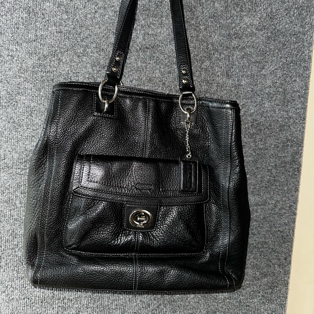 Coach handbag. Black pebbled leather in excellent condition.